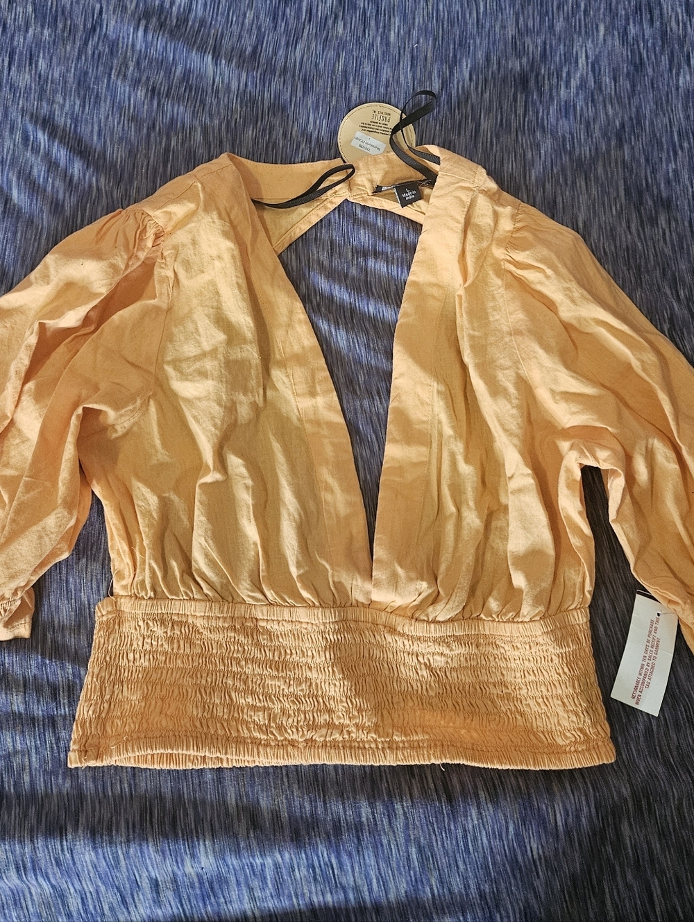 Women's Orange v neck Top size L